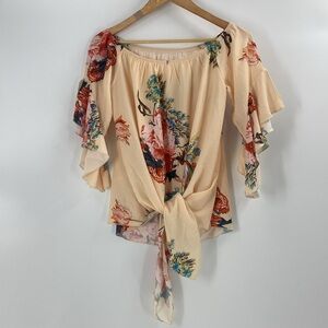 Butterfly sleeve relaxed fit peach rust blue graceful top